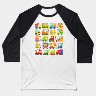Cute Construction Vehicle Design for Toddlers and Kids Baseball T-Shirt